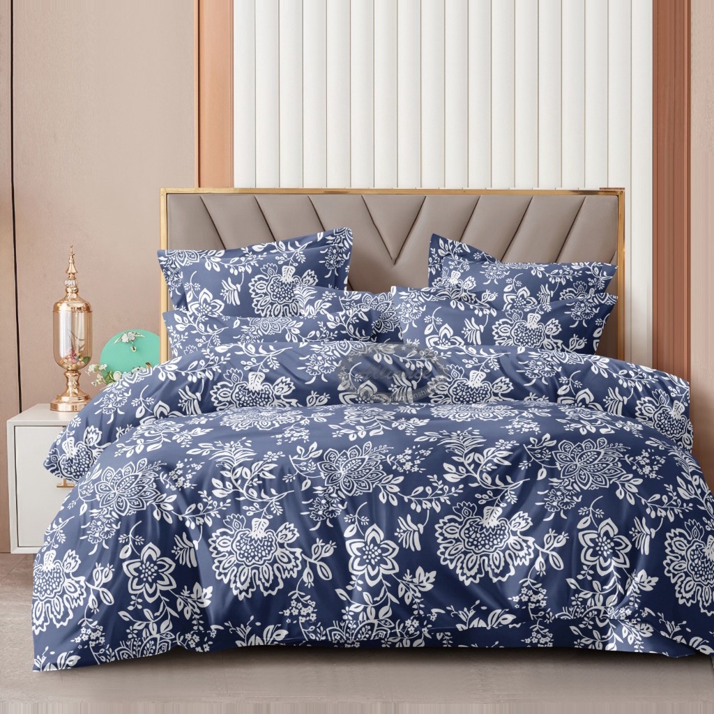 Dublin Dreams Bedsheet – Sapphire Blue Damask (Super King 108" × 108") - Image 6