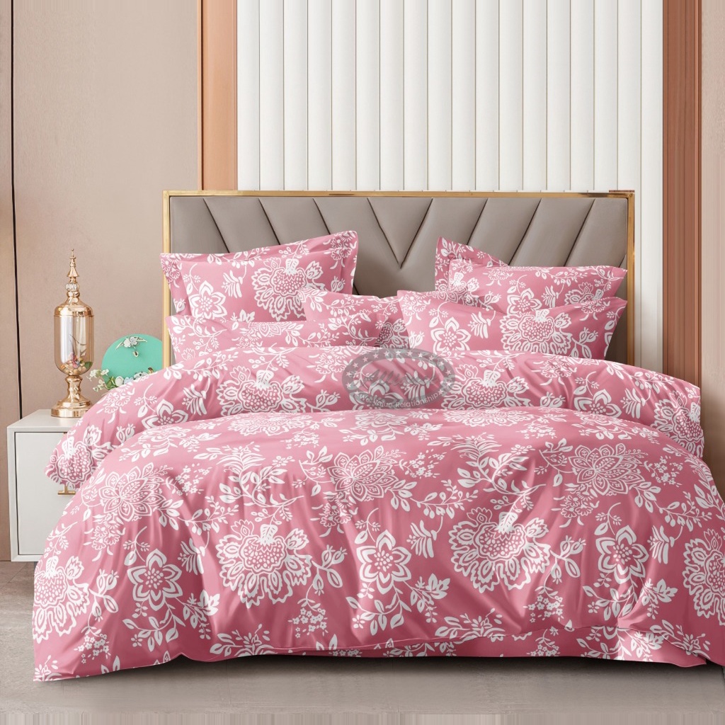 Dublin Dreams Bedsheet – Blush Rose Damask (Super King 108" × 108")