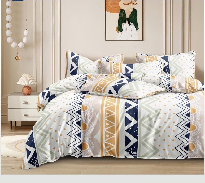 Orva Classic Double Bedsheet – Vibrant Aztec Bohemian Stripe (90" × 100")