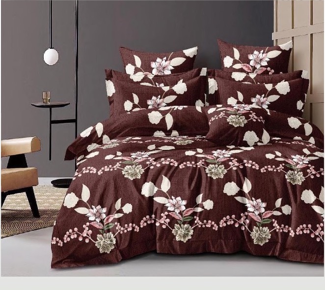 Orva Classic Double Bedsheet – Burgundy Wine Floral Bloom (90" × 100")