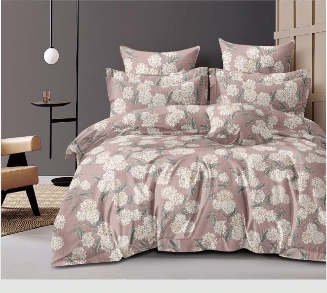 Orva Classic Double Bedsheet – Dusty Mauve Clustered Blossom (90" × 100")