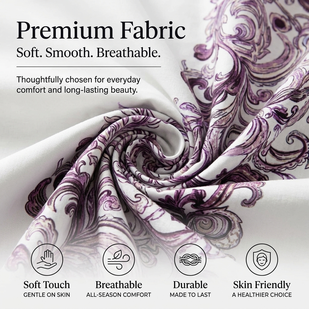 Close-up macro texture of 100% breathable pure cotton 210 thread count Dublin Dreams bedsheet fabric